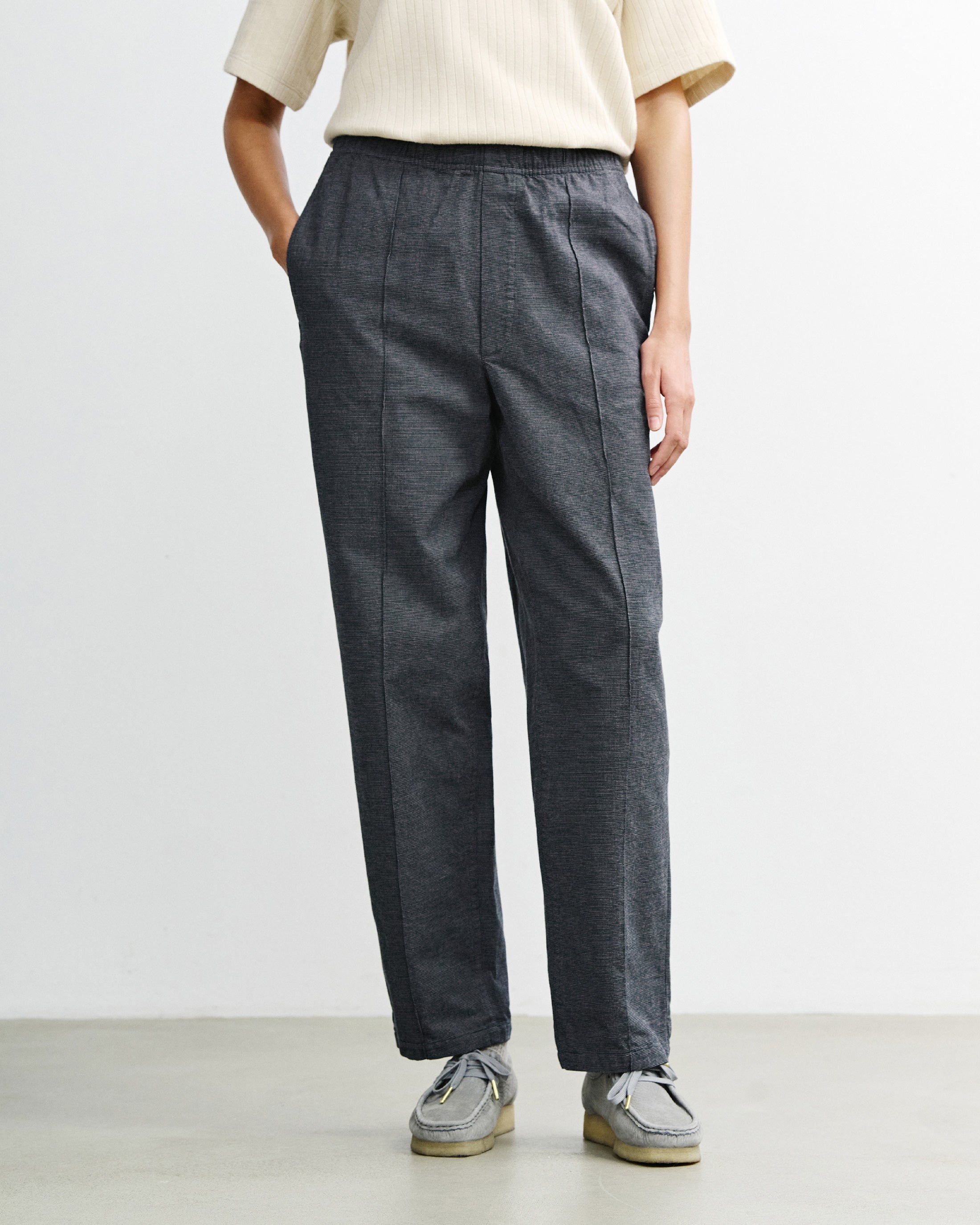 Wide Pleated Trousers Organic Cotton - Grey Marl