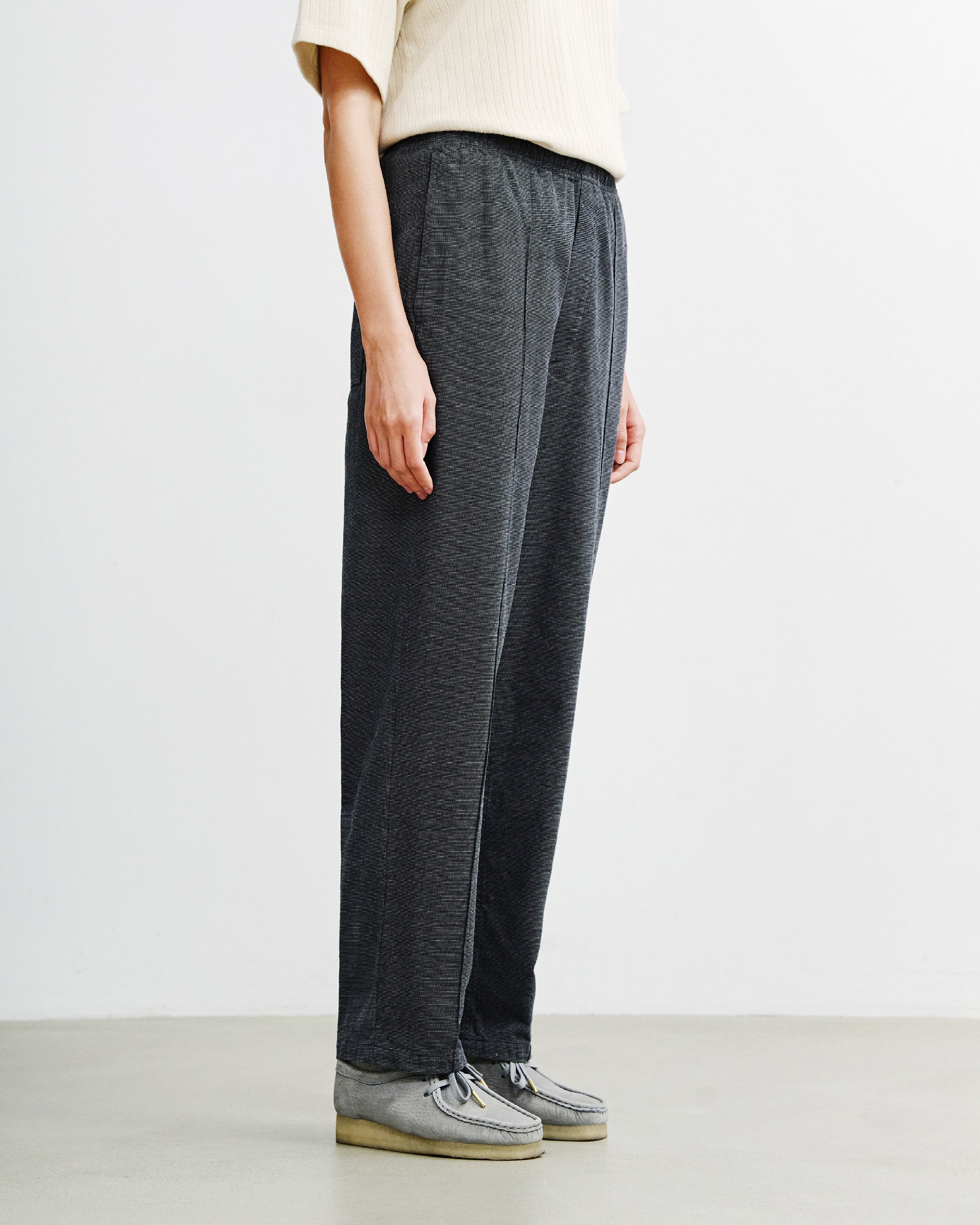 Wide Pleated Trousers Organic Cotton - Grey Marl