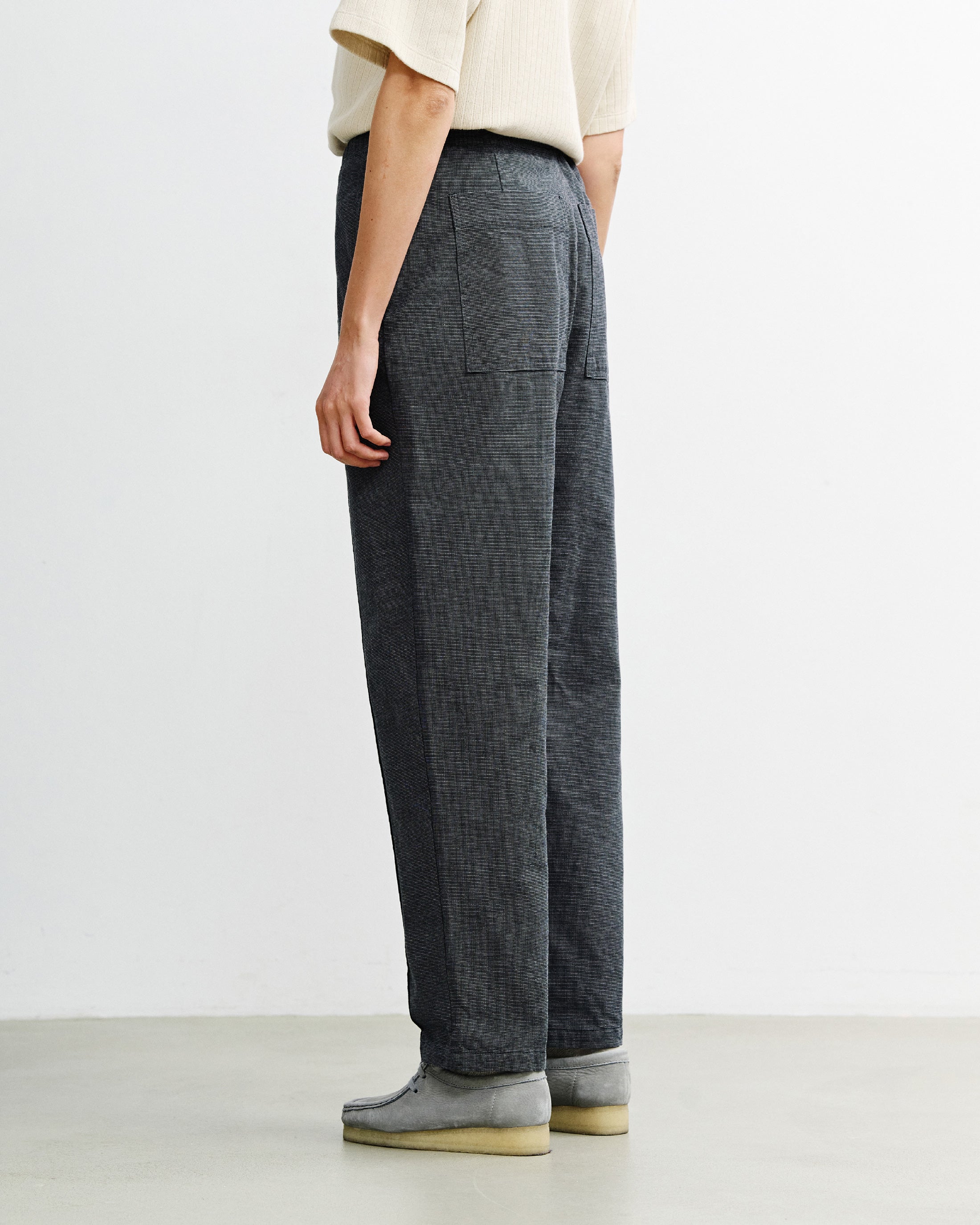 Wide Pleated Trousers Organic Cotton - Grey Marl