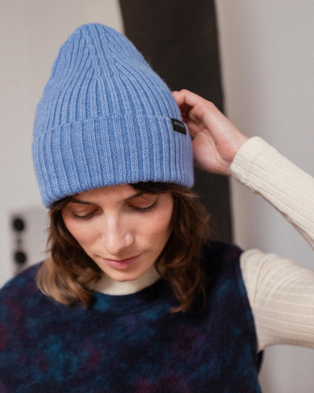 Classic Merino Wool Ribbed Beanie - Light Blue