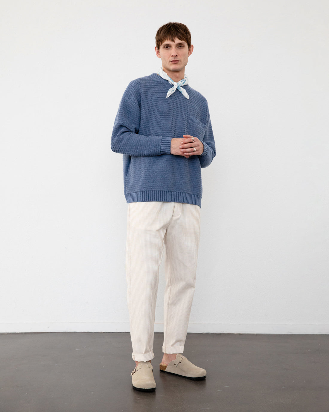 Ribbed knit sweater organic cotton - Blue