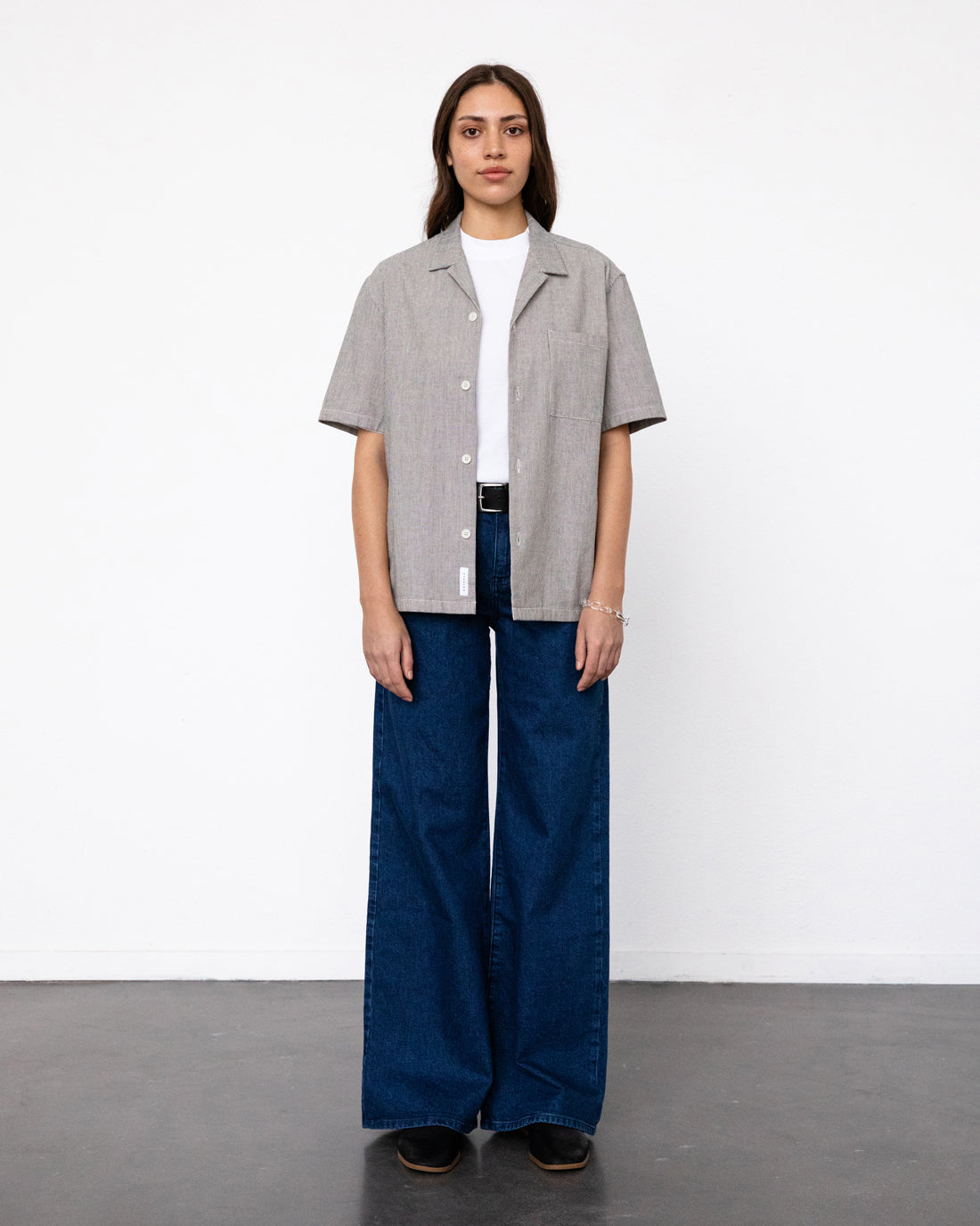 Bowling Shirt Organic Cotton - Grey Striped