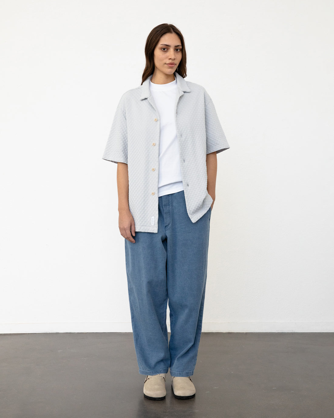 Knitted Bowling Shirt Organic Cotton - Grey