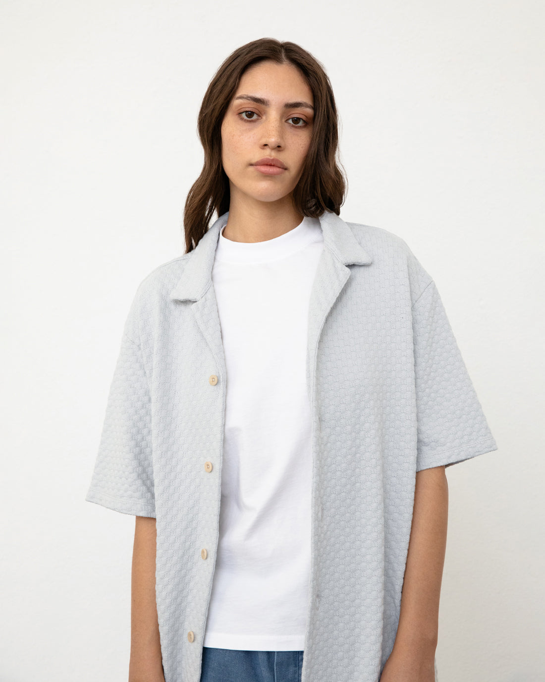 Knitted Bowling Shirt Organic Cotton - Grey