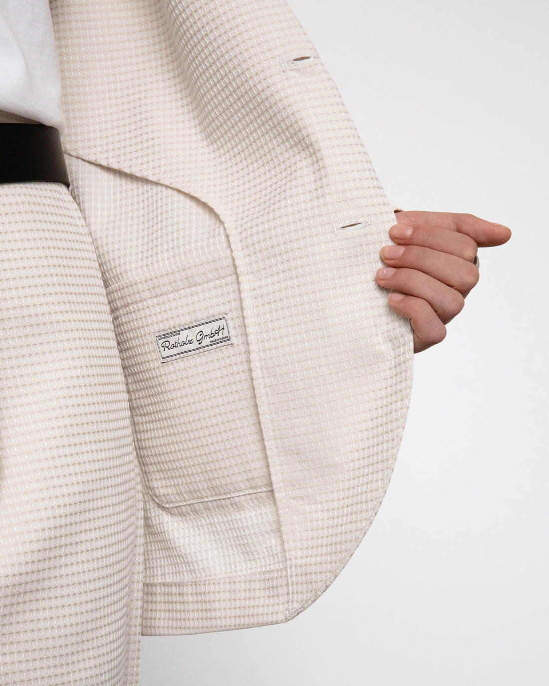 Casual waffle blazer organic cotton - Sand