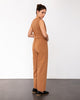 Ärmelloser Seersucker Jumpsuit Bio Baumwolle - Karamel