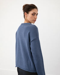 Oversize Strickpullover Bio Baumwolle - Blau