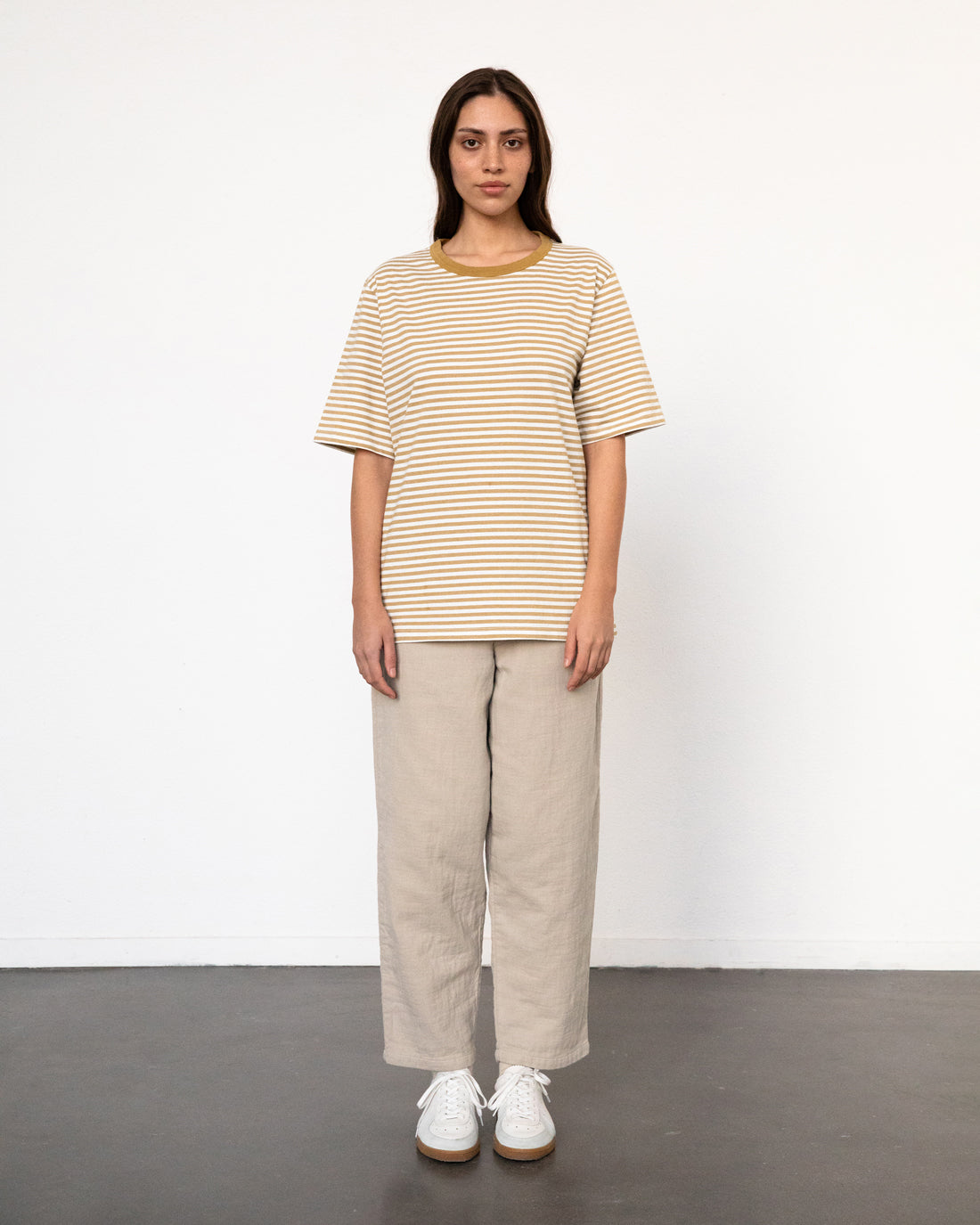 Striped T-shirt, organic cotton - Caramel