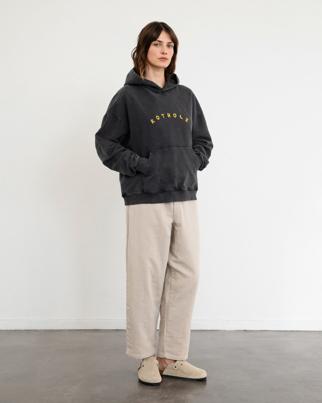 Logo Hoodie Organic Cotton - Washed Black