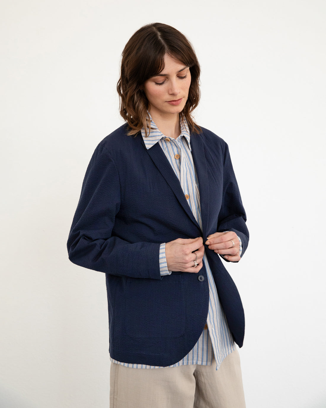 Casual Blazer Organic Cotton - Dark Blue