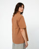 Seersucker Bowling Shirt Bio Baumwolle - Karamel