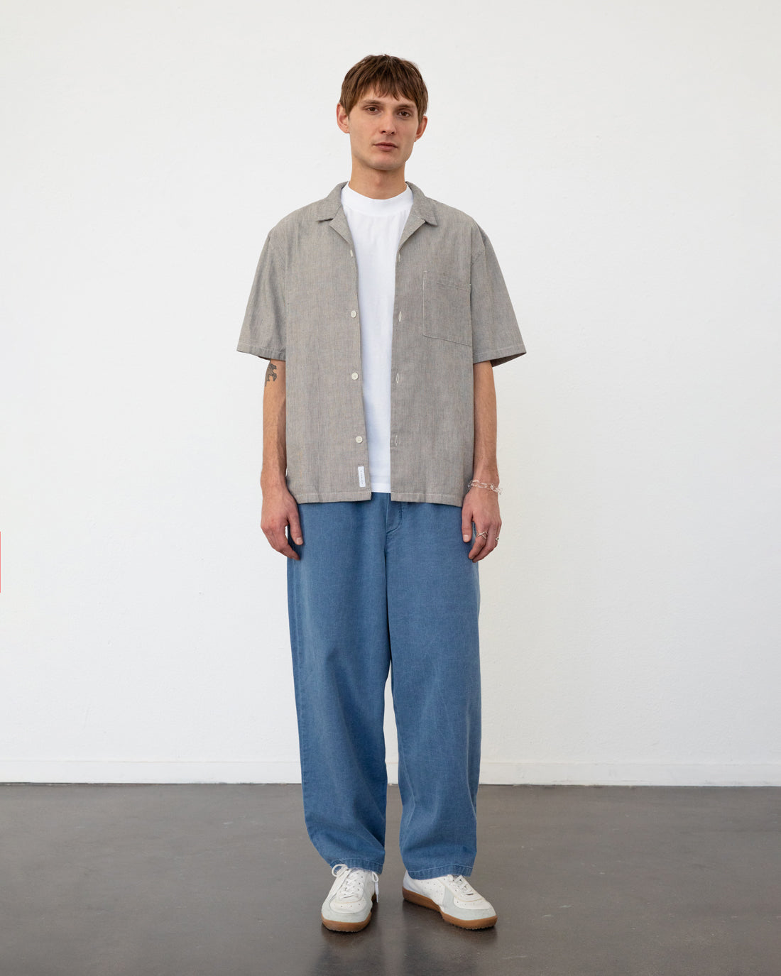 Bowling Shirt Organic Cotton - Grey Striped