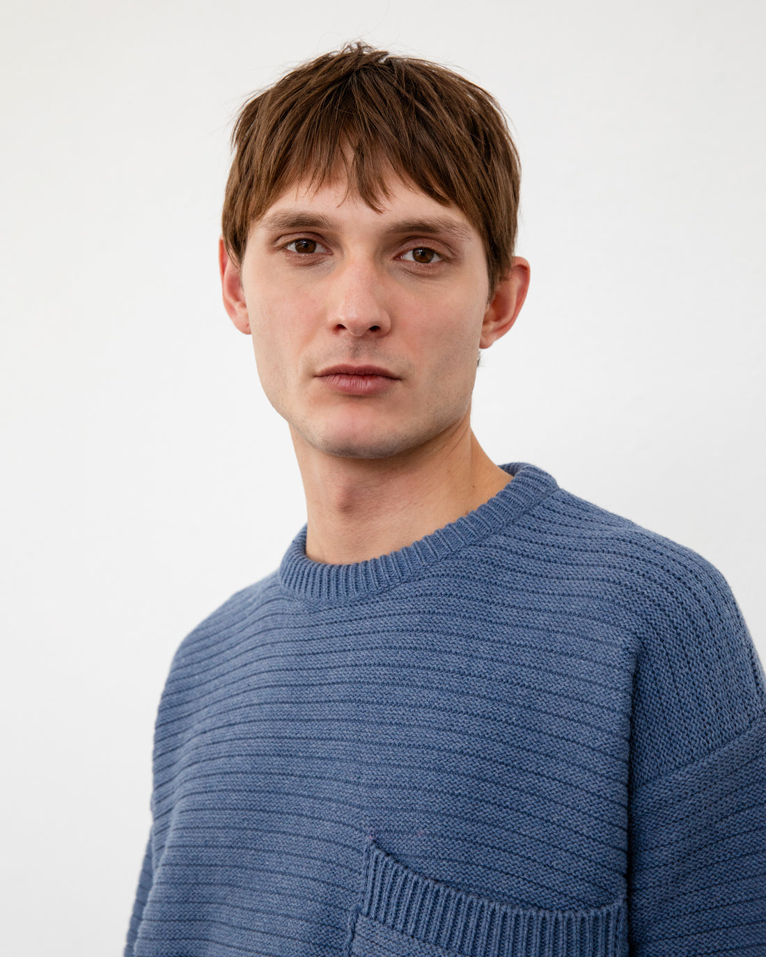 Ribbed knit sweater organic cotton - Blue