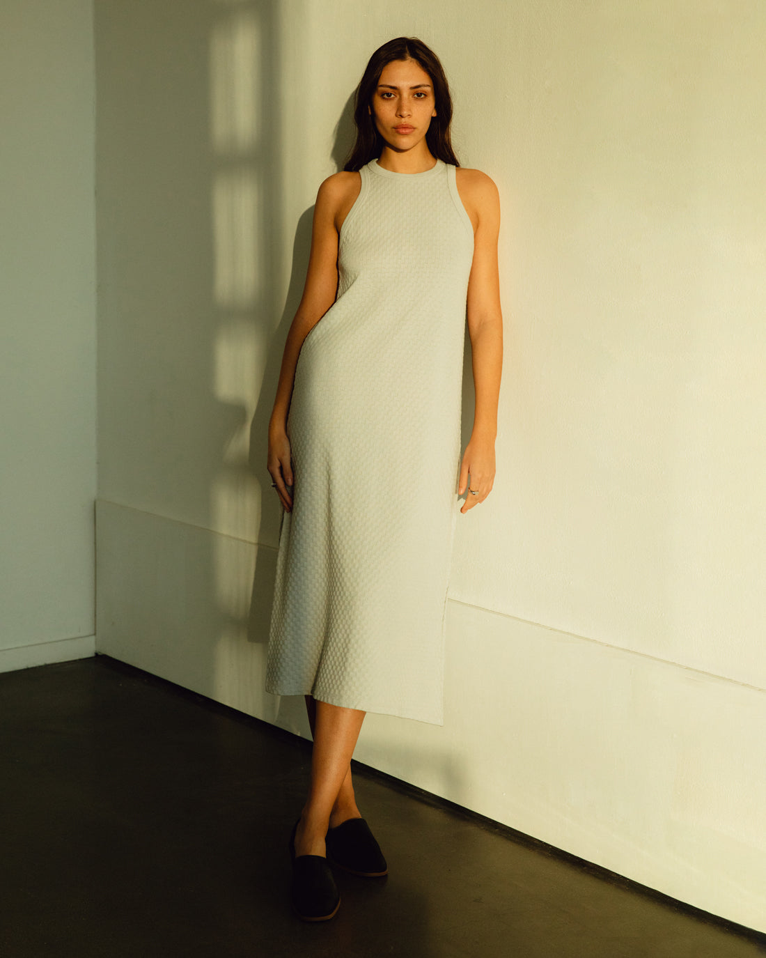 Knit summer dress, organic cotton - Grey