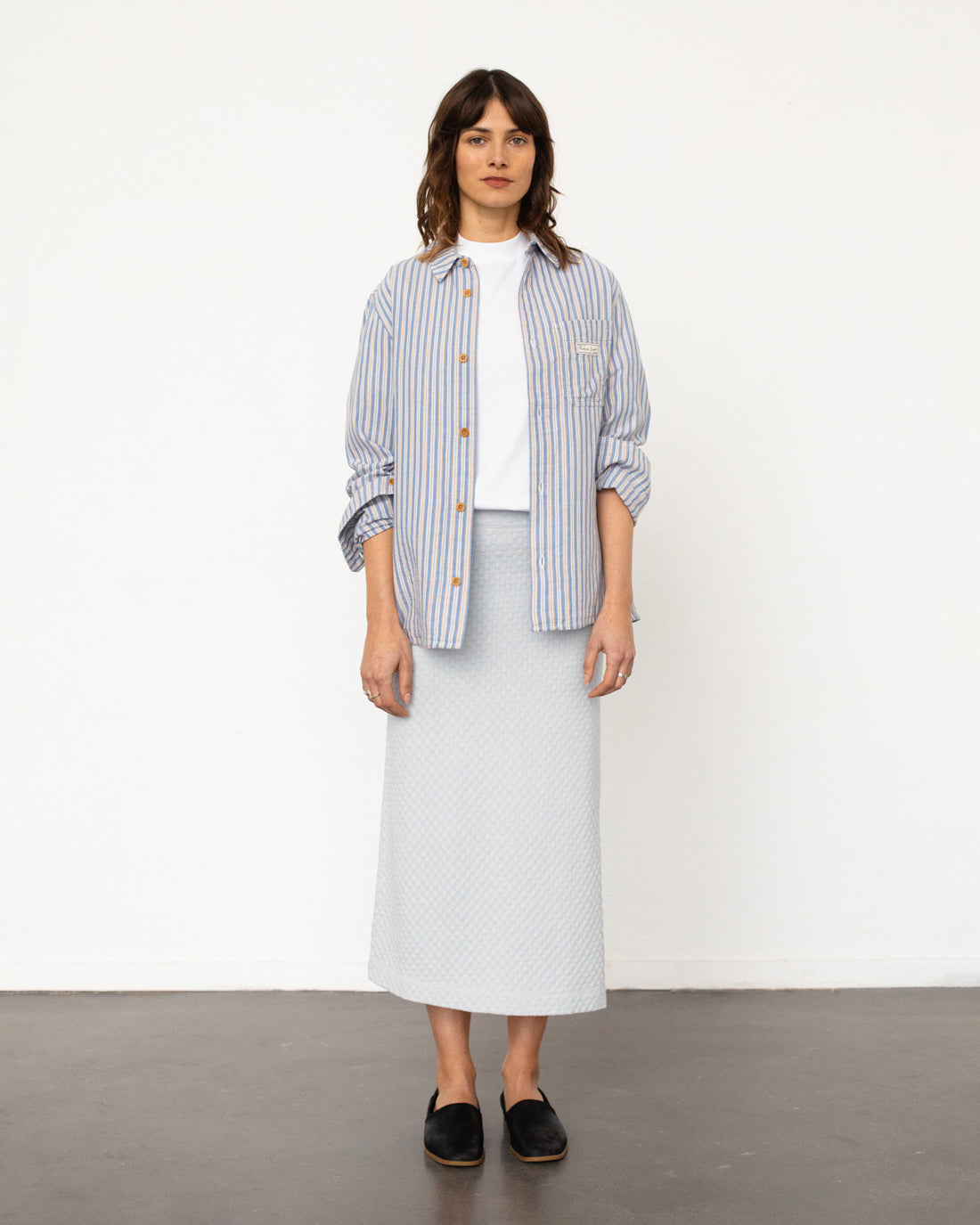 Knitted midi skirt, organic cotton - grey