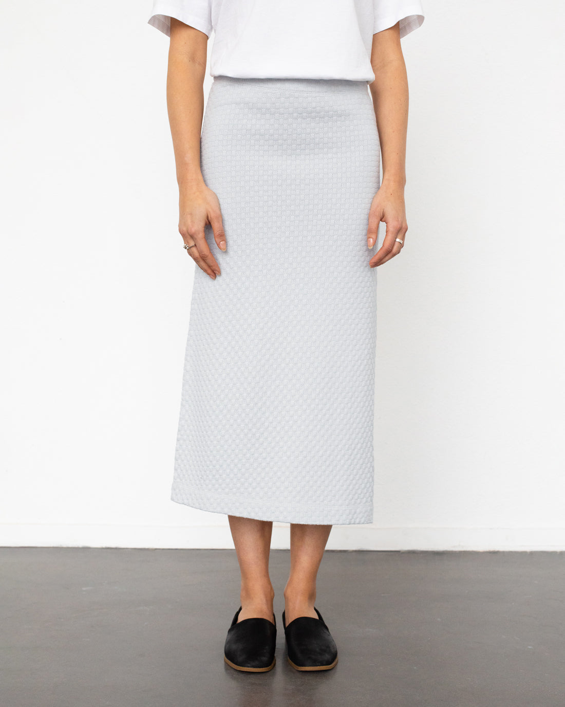 Knitted midi skirt, organic cotton - grey