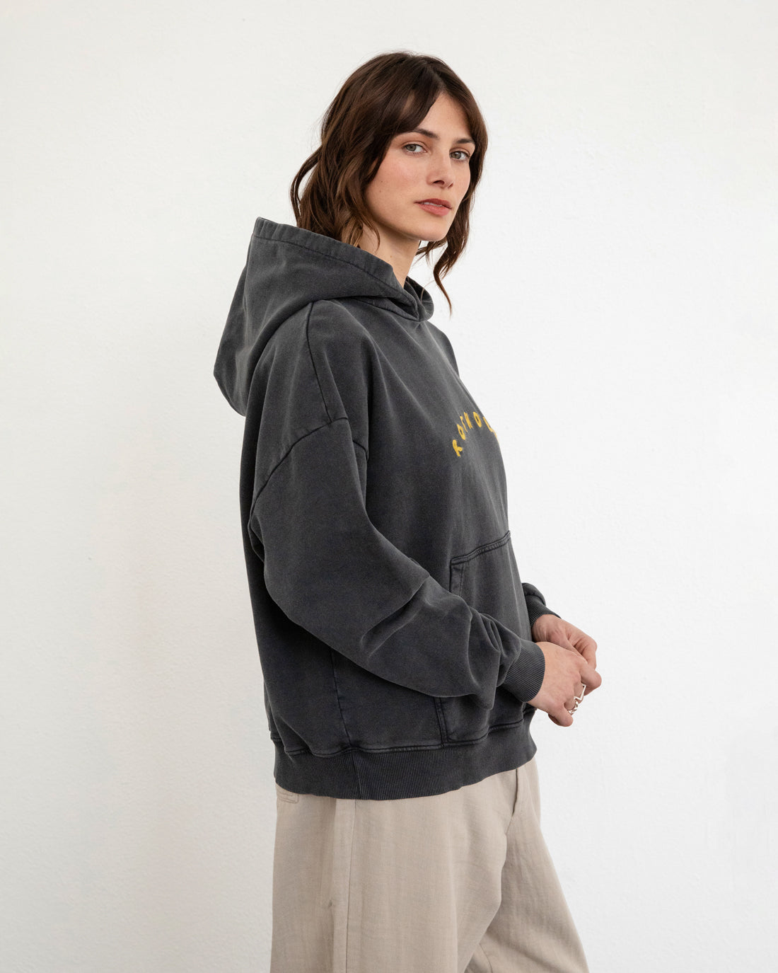 Logo Hoodie Organic Cotton - Washed Black