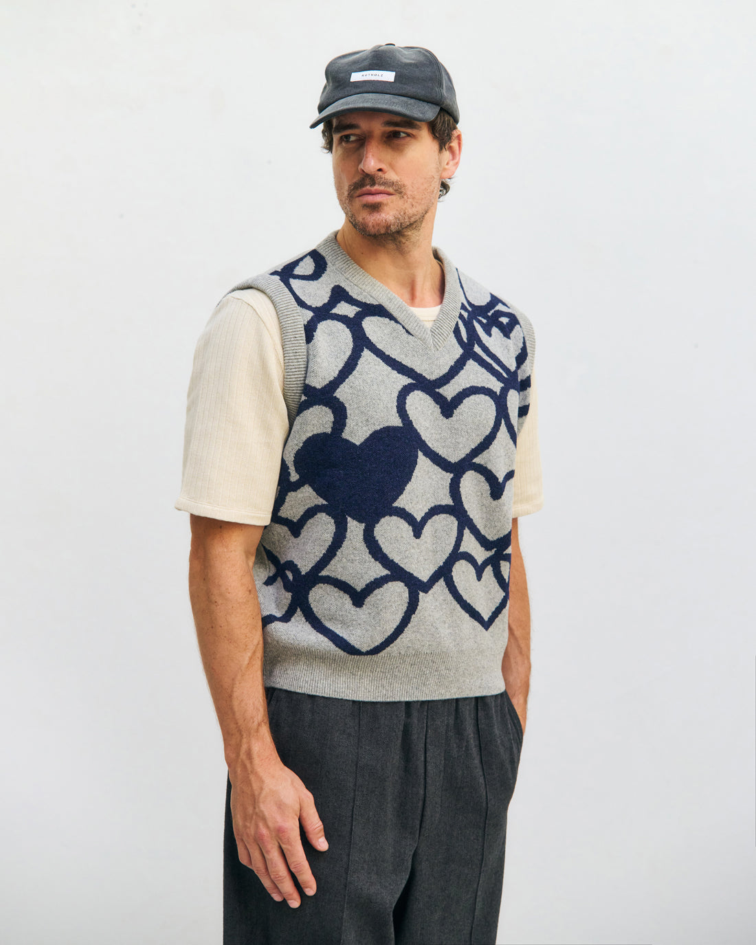 Affection Knit Vest Recycled Wool - Light Grey
