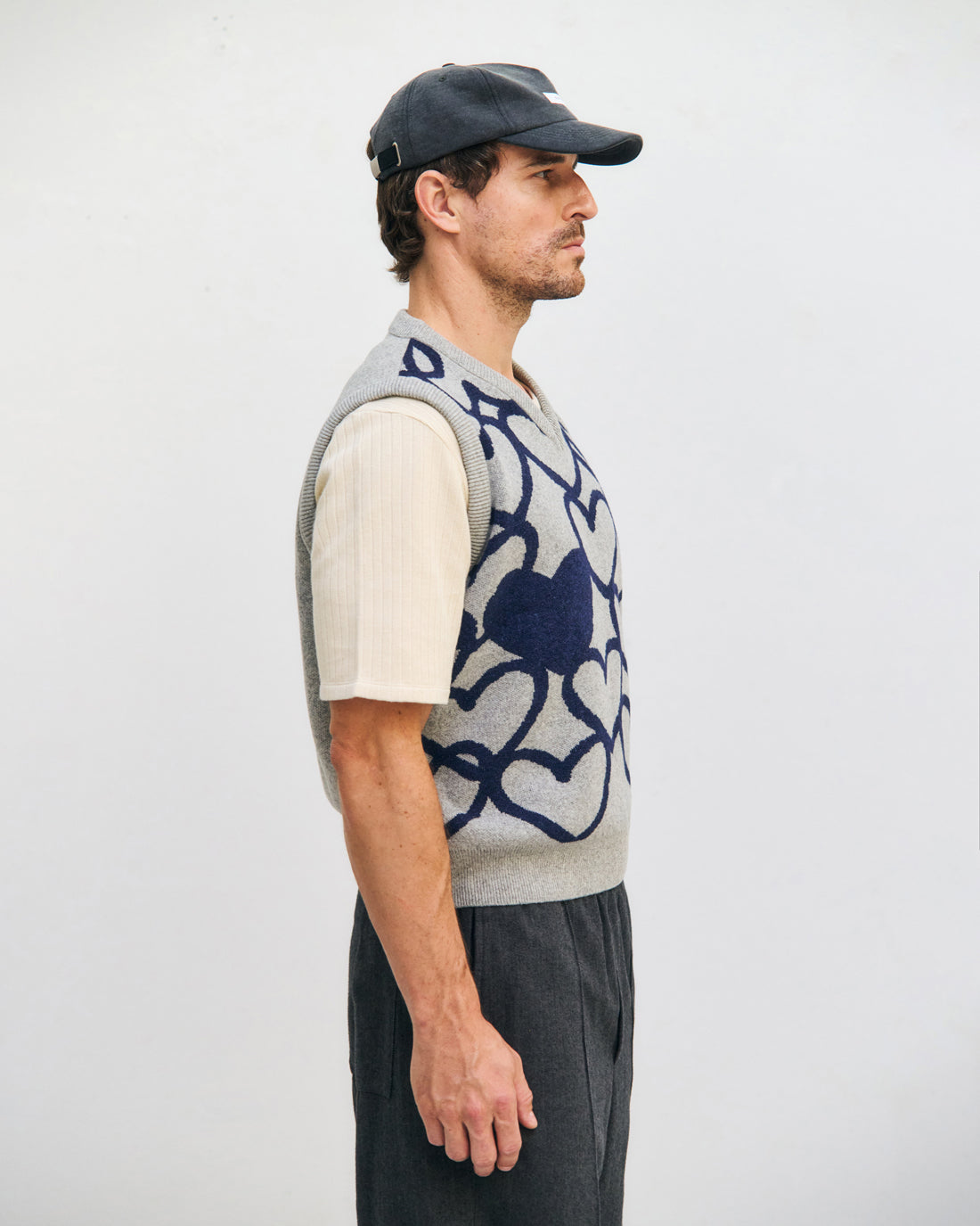 Affection Knit Vest Recycled Wool - Light Grey