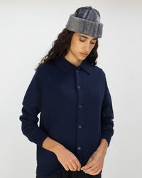 Strick Shirt Merinowolle - Blau