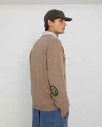 Smiley Strickpullover Recycelte Wolle - Beige