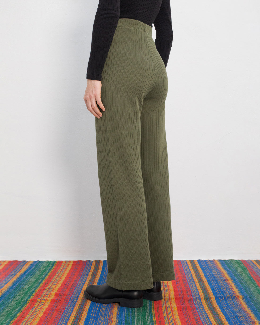 Heavy ribbed trousers, organic cotton - green