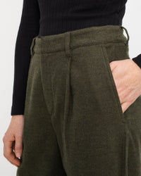 High Waist Flanell Hose Bio Baumwolle - Moosgrün