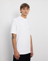 Basic T-Shirt mit breitem Kragen Bio Baumwolle - Weiß