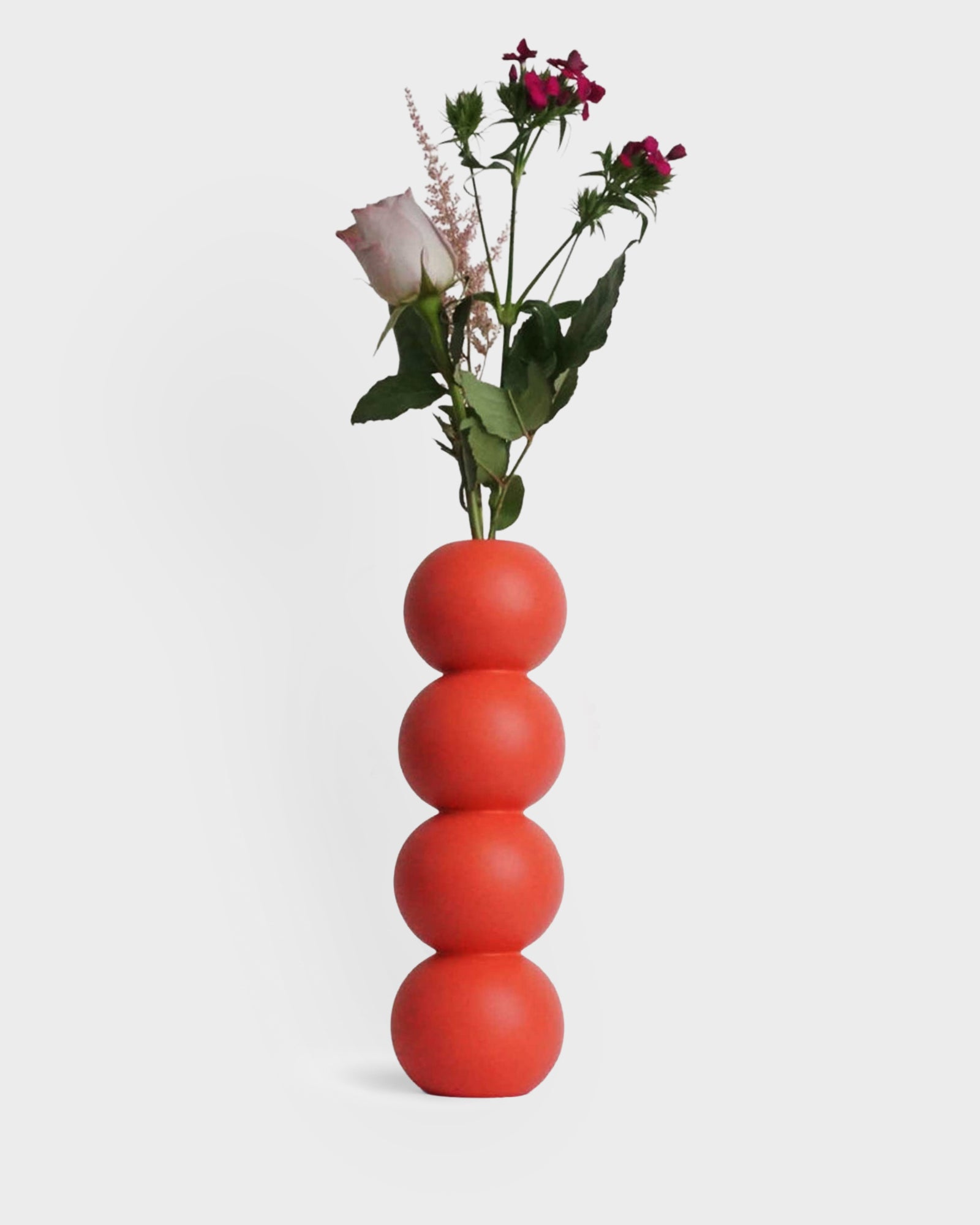 BUBBLE WOODEN VASE 26 CM – RED