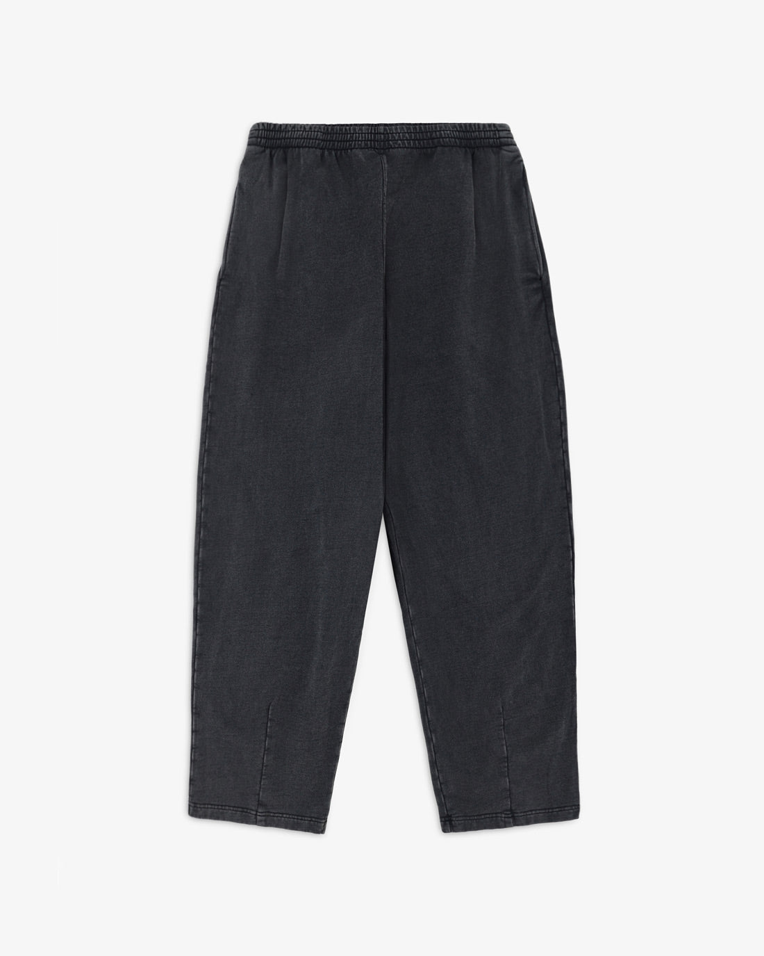 Wide-leg sweatpants with pleats, organic cotton - washed black