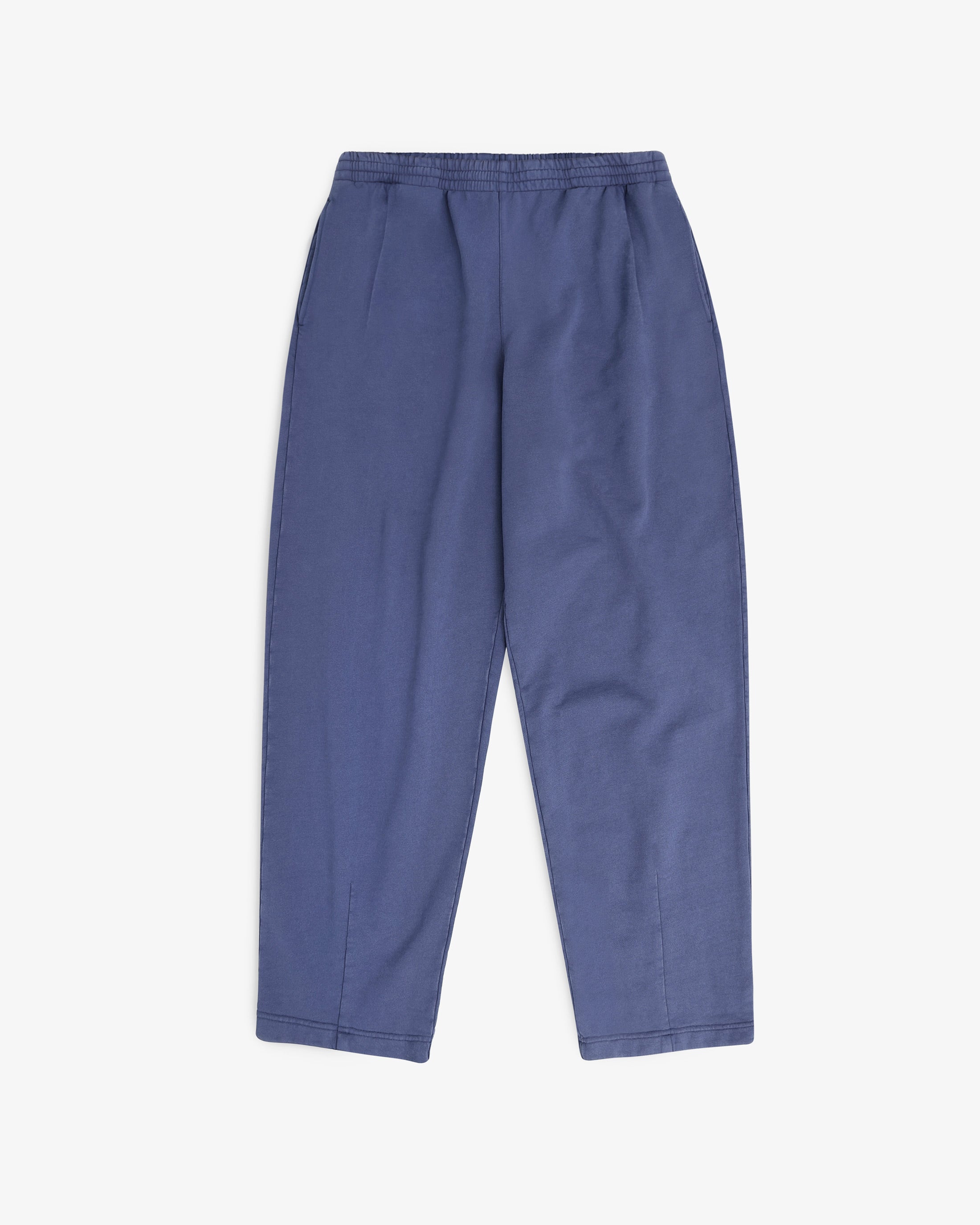 Wide sweatpants with pleats organic cotton - blue