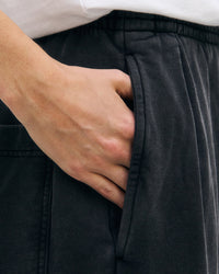 Weite Sweatpant Mit Bundfalte Bio Baumwolle - Washed Black
