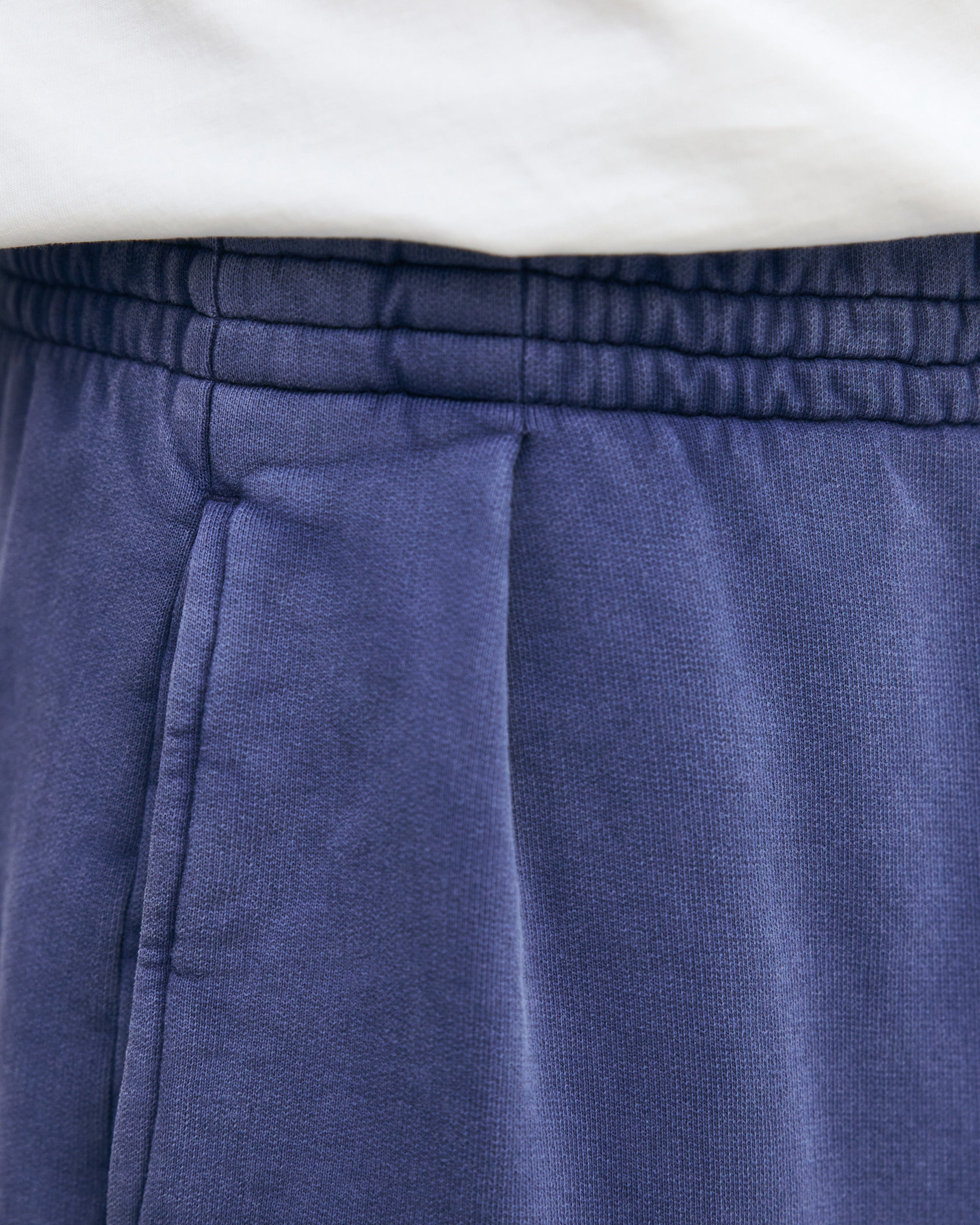 Wide sweatpants with pleats organic cotton - blue
