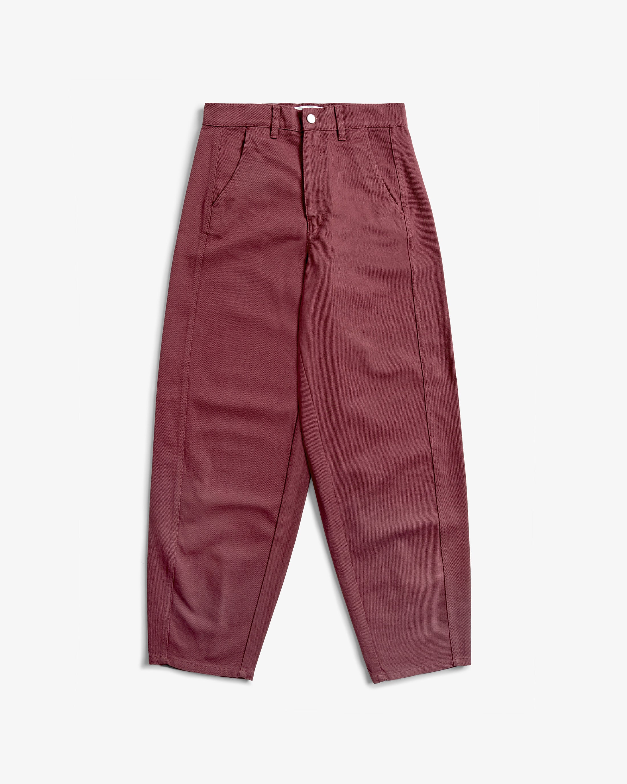 Organic Cotton Barrel-Leg Trousers - Red