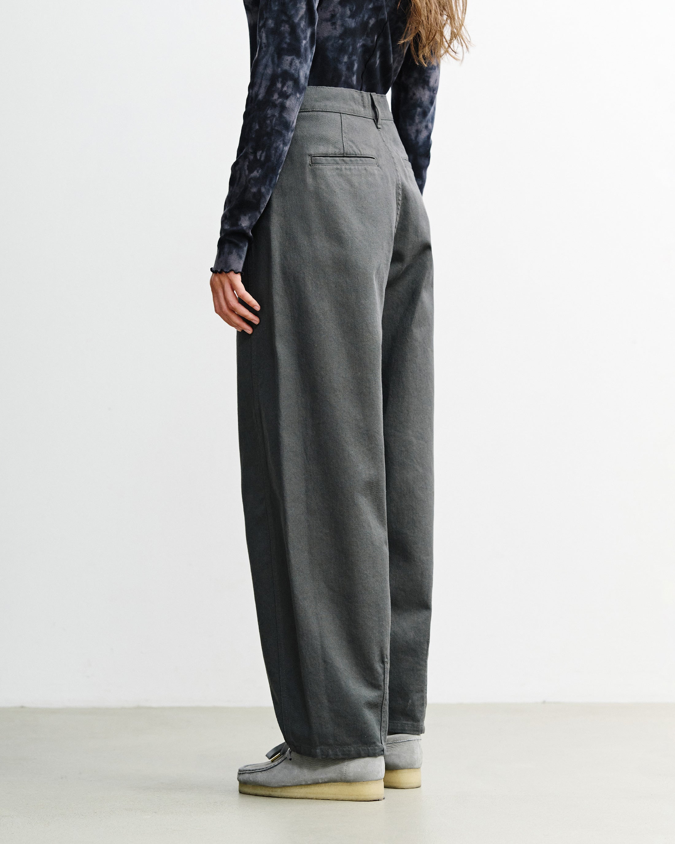 Barrel-Leg Trousers Organic Cotton - Grey