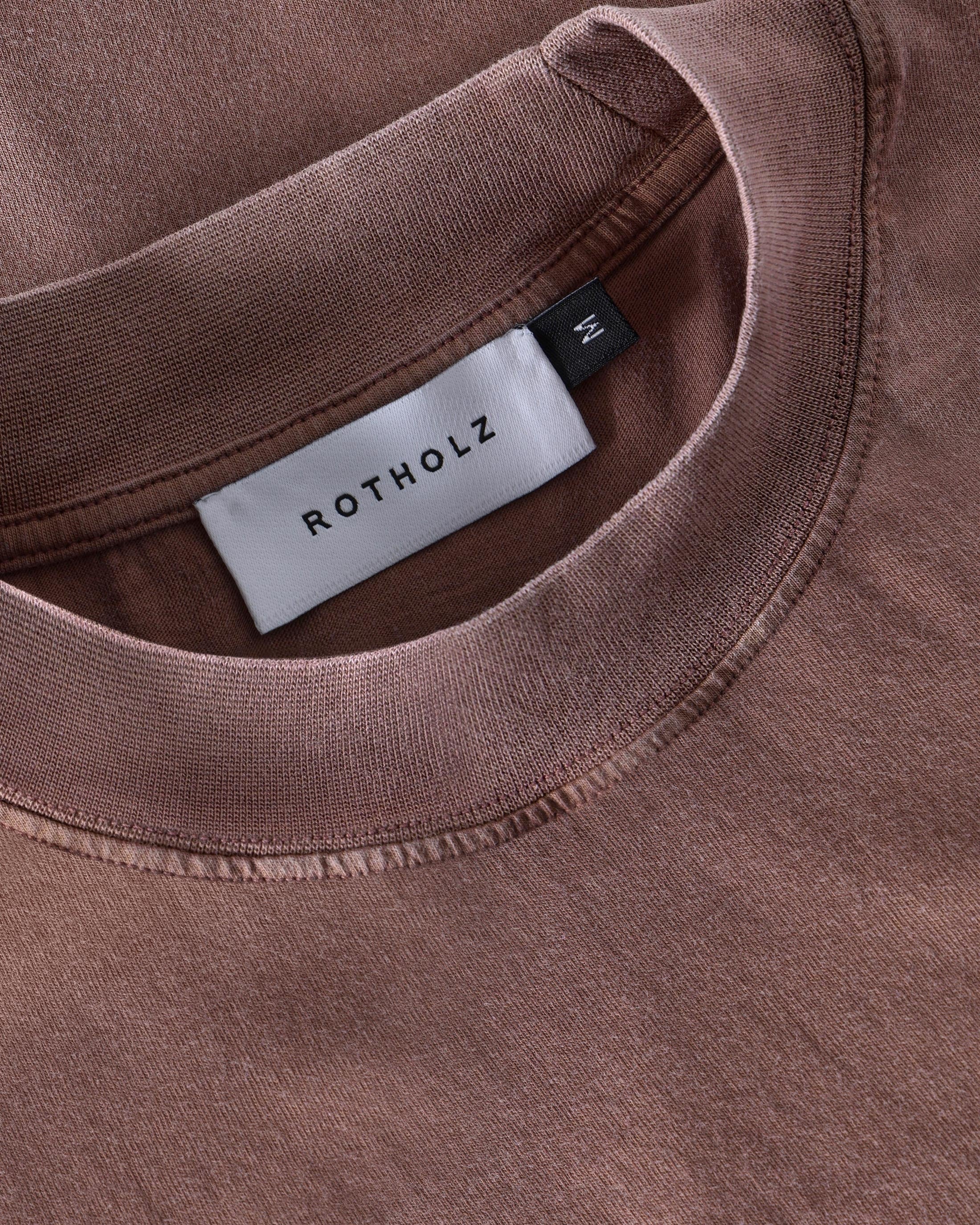 T-Shirt mit Breitem Kragen - Braun