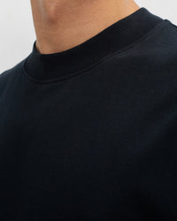 T-Shirt mit breitem Kragen Bio Baumwolle - Schwarz
