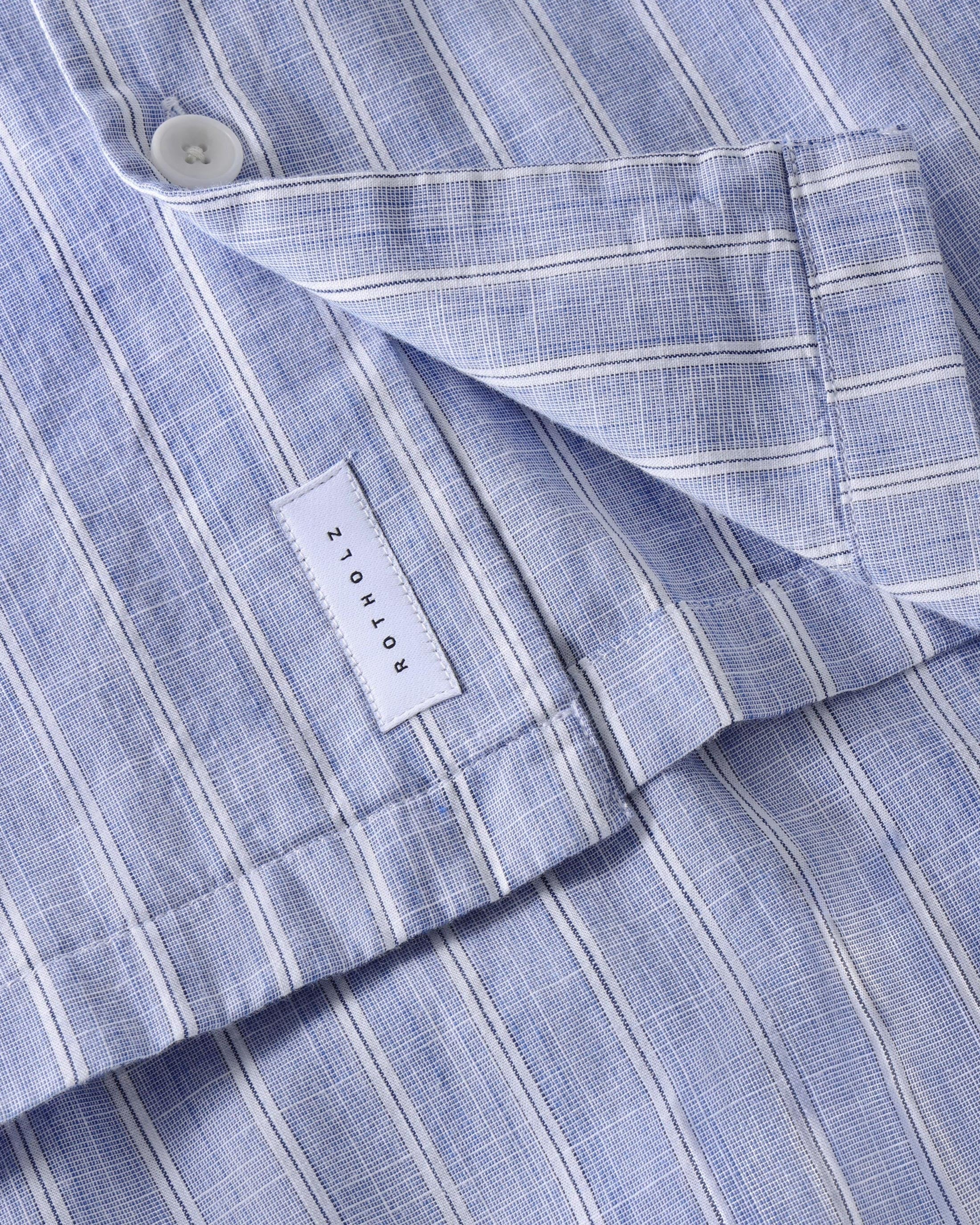Striped Organic Cotton Bowling Shirt - Blue