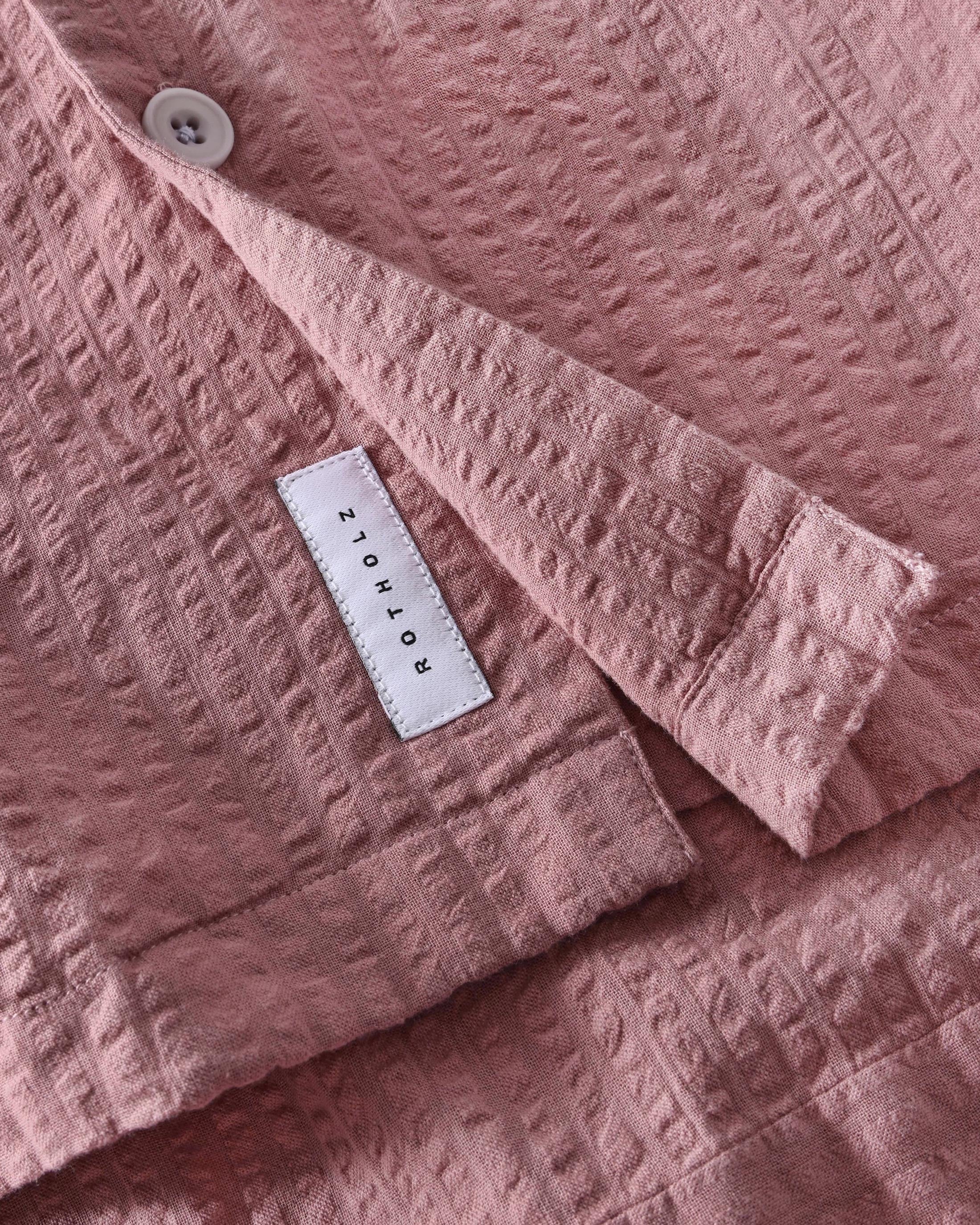 Organic Cotton Seersucker Bowling Shirt - Pink