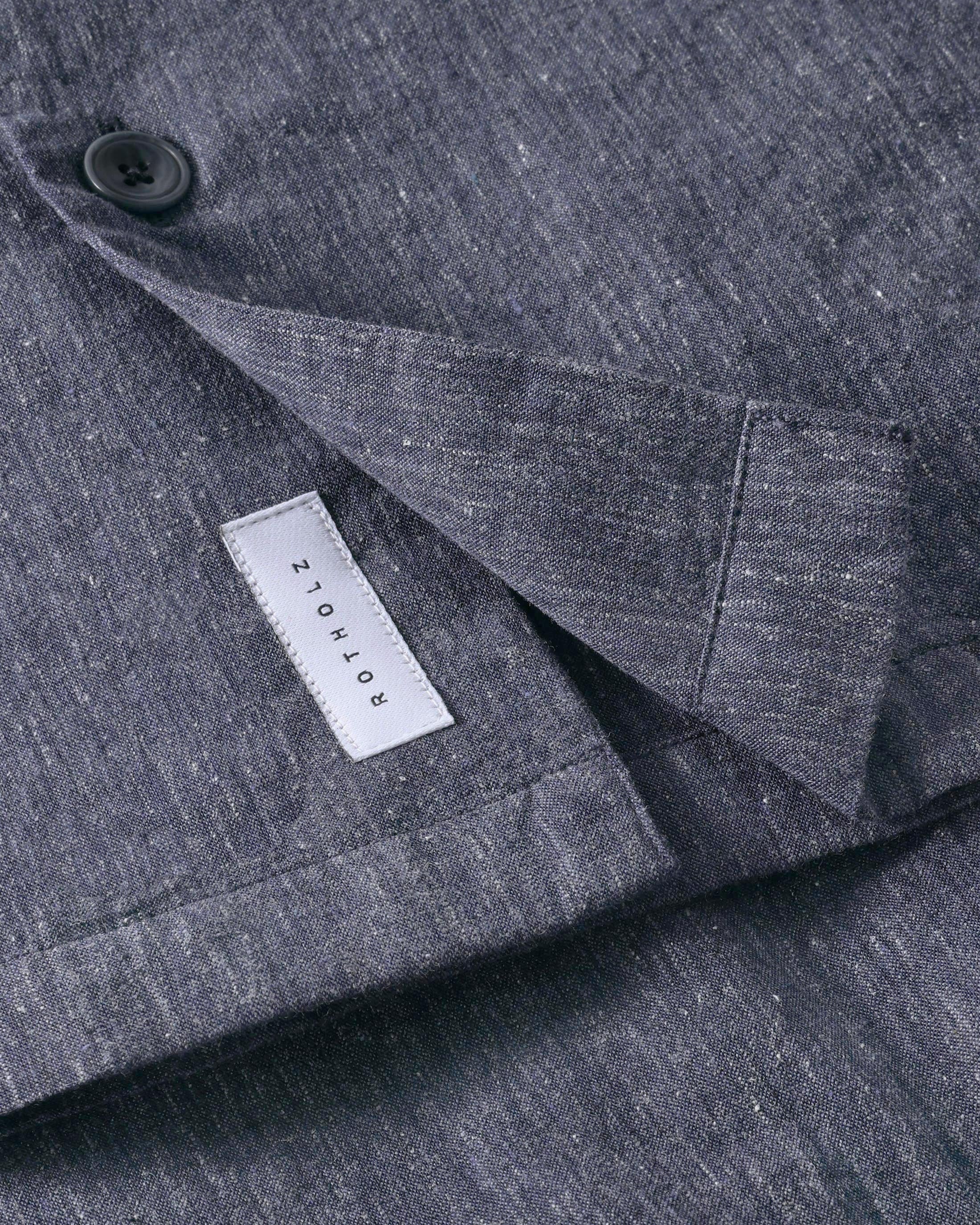 Meliertes Bowling Shirt Bio Baumwolle - Blau