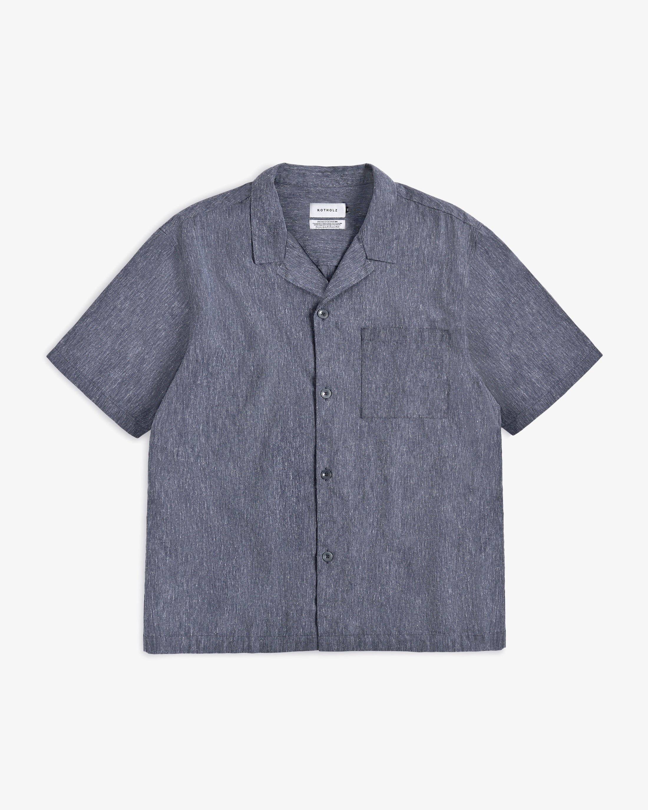Melange Organic Cotton Bowling Shirt - Blue