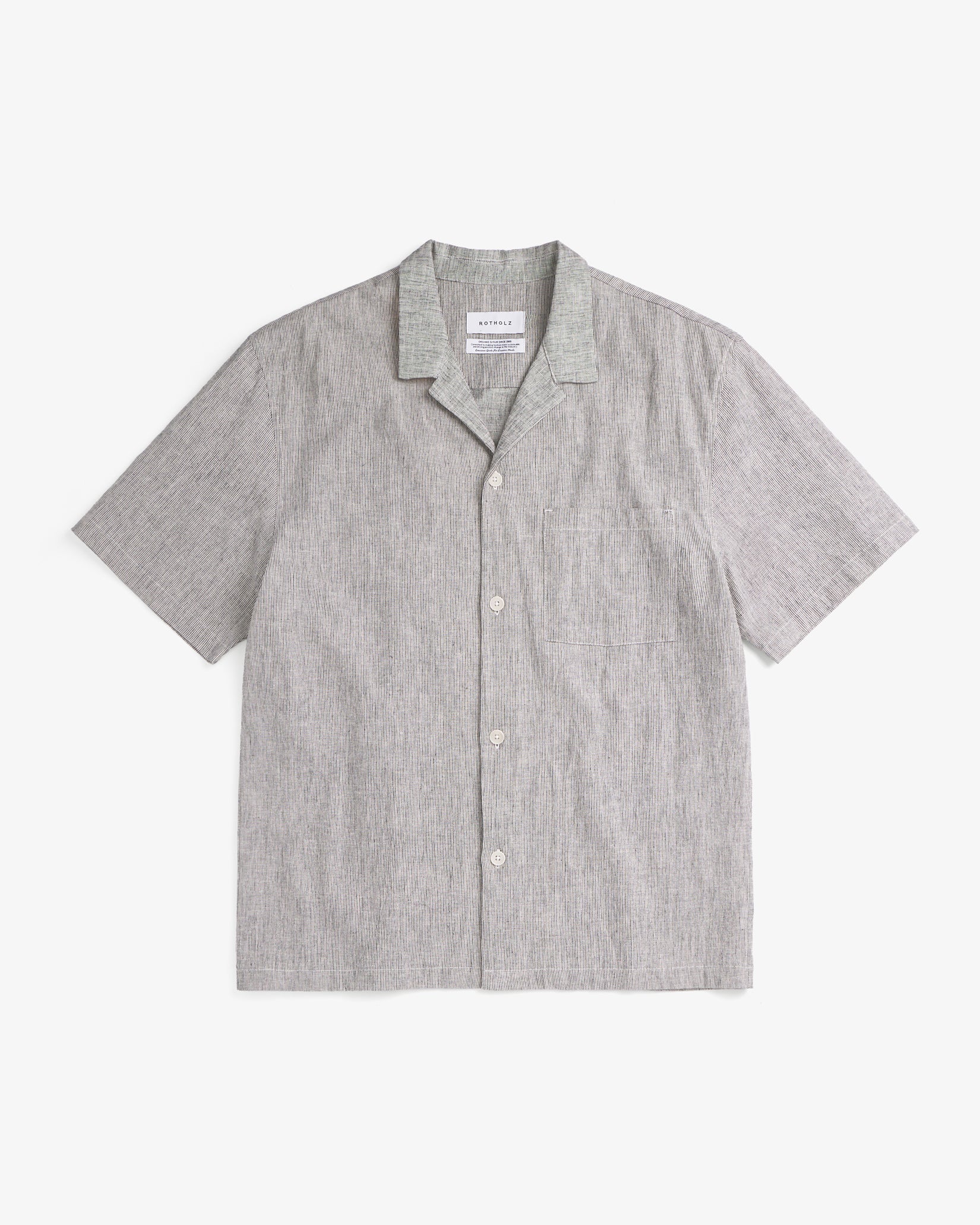 Bowling Shirt Organic Cotton - Grey Striped