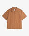 Seersucker Bowling Shirt Bio Baumwolle - Karamel