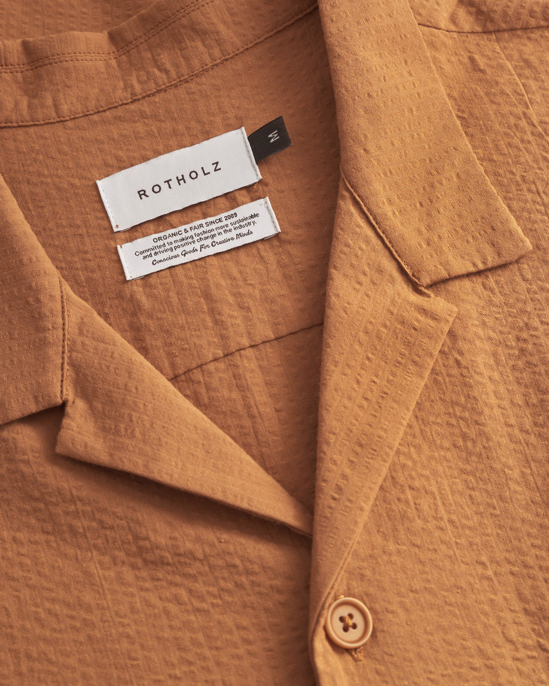 Seersucker Bowling Shirt Organic Cotton - Caramel