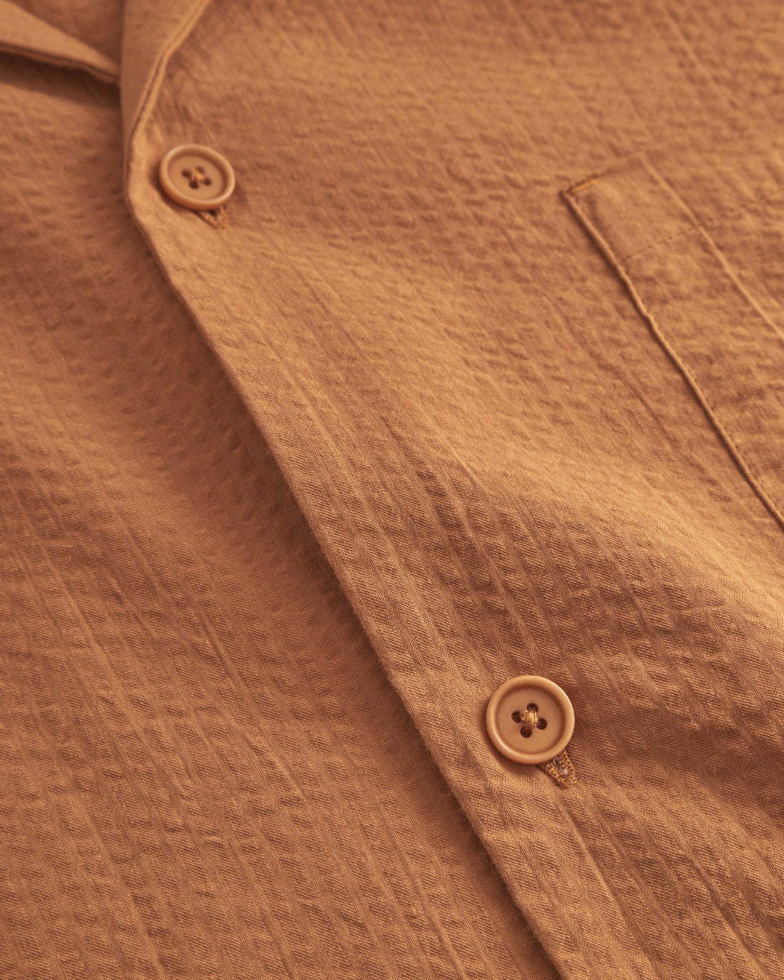 Seersucker Bowling Shirt Organic Cotton - Caramel