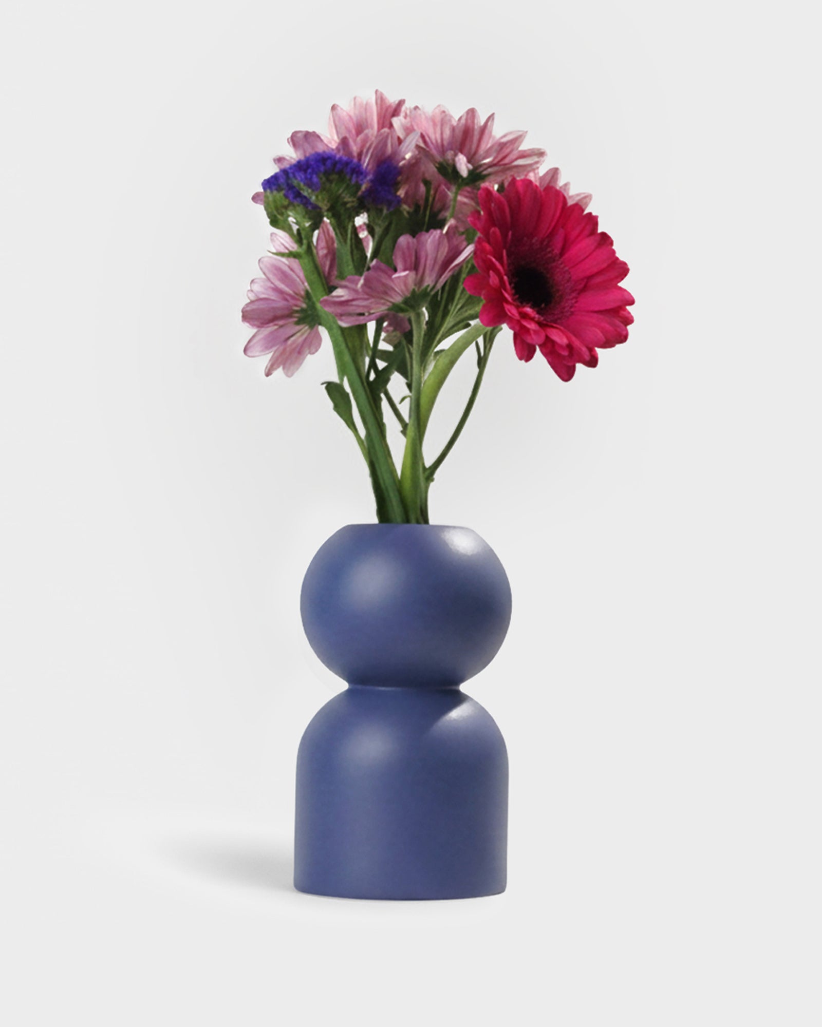 BUBBLE WOOD VASE 14 CM – BLUE