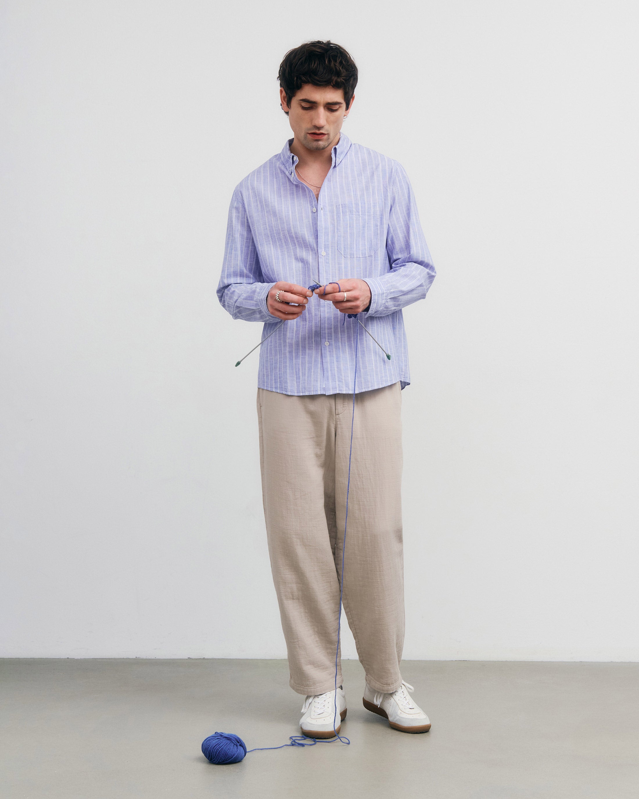 Button-Down Hemd Bio Baumwolle - Blau Gestreift