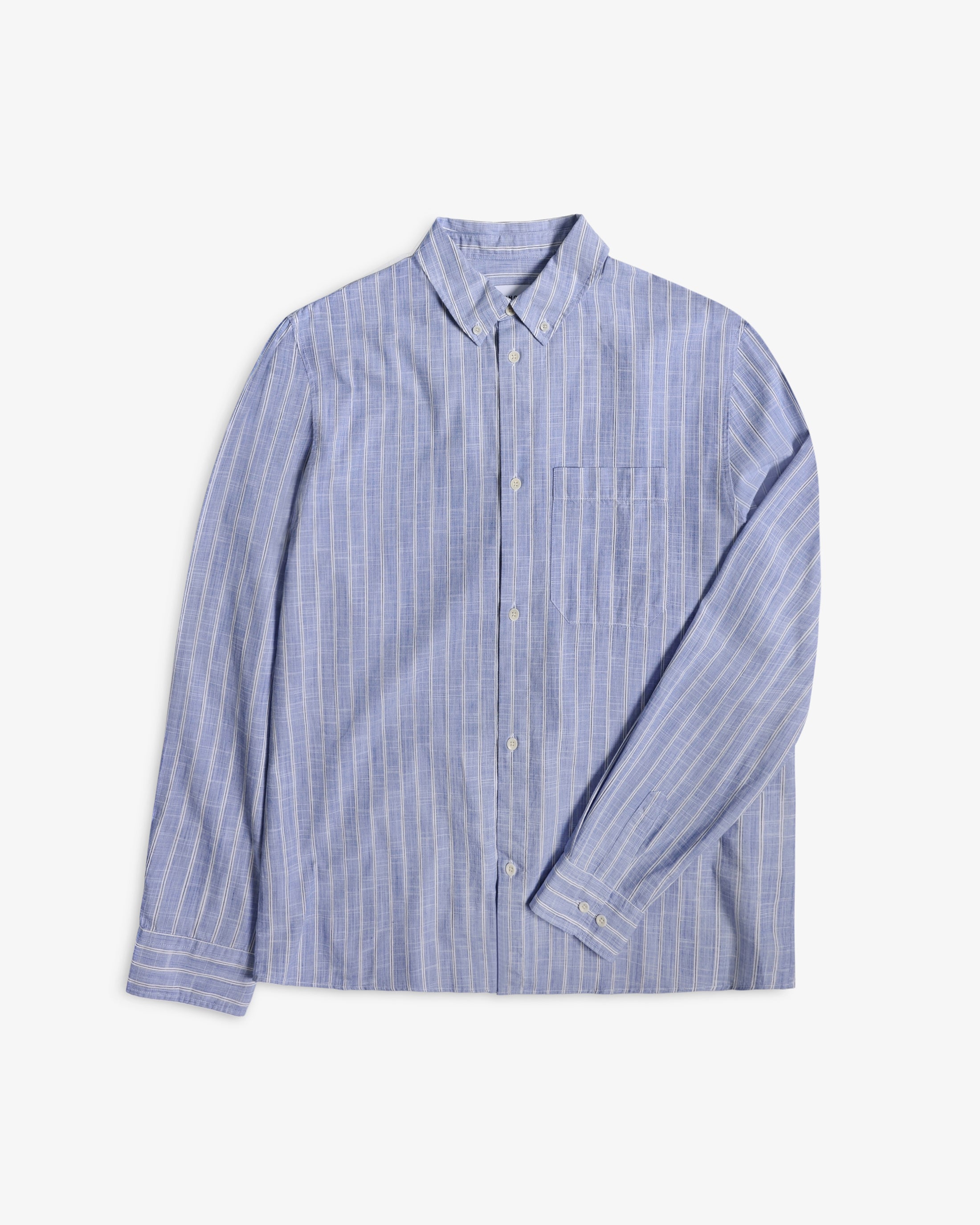 Button-Down Hemd Bio Baumwolle - Blau Gestreift