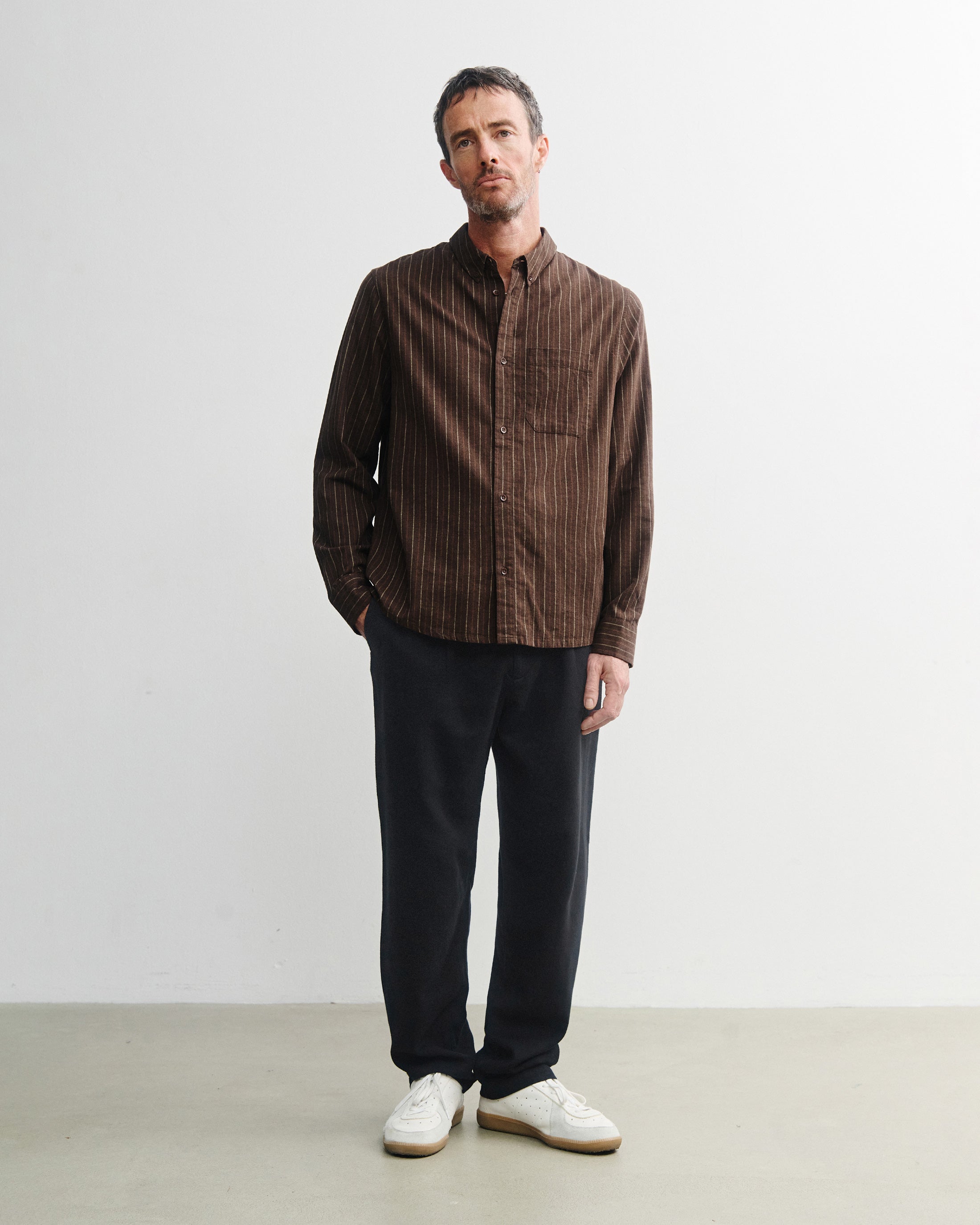 Button-Down Shirt Organic Cotton - Brown Striped