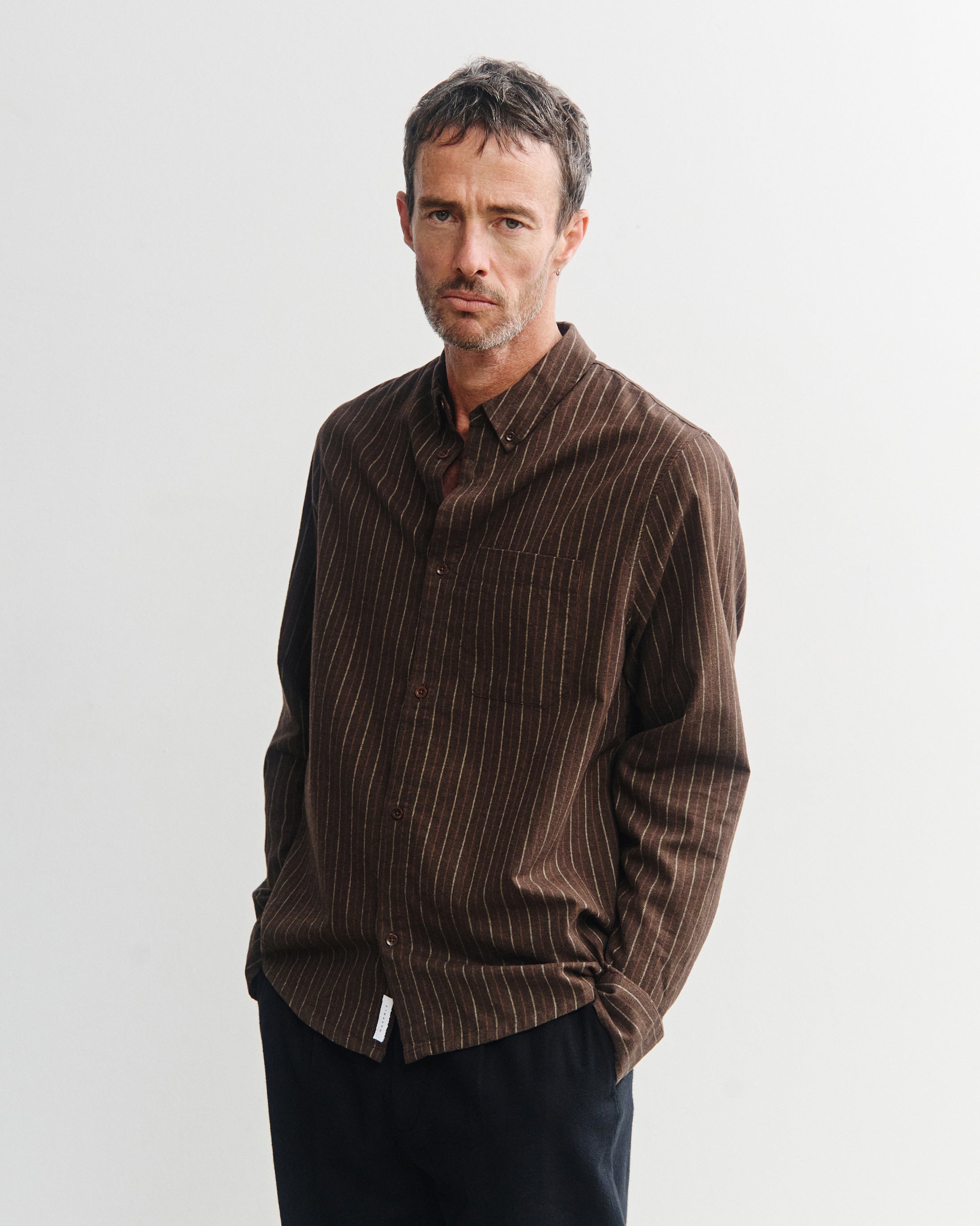 Button-Down Shirt Organic Cotton - Brown Striped